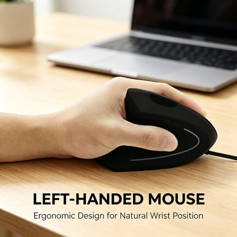 Left Handed Vertical Ergonomic Mouse, Wired for PC Laptop Mac, Plug & Play in Kuwait