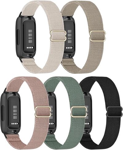 5 Pack Stretchy Nylon Compatible with Fitbit Inspire 3 Bands, Elastic Adjustable Soft Sport Strap Replacement Wristbands for Women & Men in Saudi Arabia