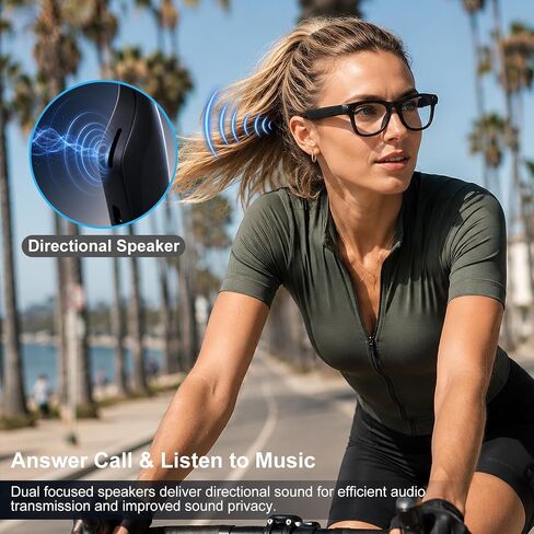 AI Smart Glasses with 8MP Camera, 4K HD Anti-Shake Video & Photo Capture, Real Time Translation, AI Voice Assistant, Open-Ear Bluetooth Audio, AI Recording Glasses for Travel/Vlog/Work in Saudi Arabia