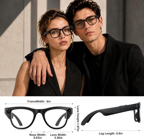AI Smart Glasses with 8MP Camera, 4K HD Anti-Shake Video & Photo Capture, Real Time Translation, AI Voice Assistant, Open-Ear Bluetooth Audio, AI Recording Glasses for Travel/Vlog/Work in Saudi Arabia