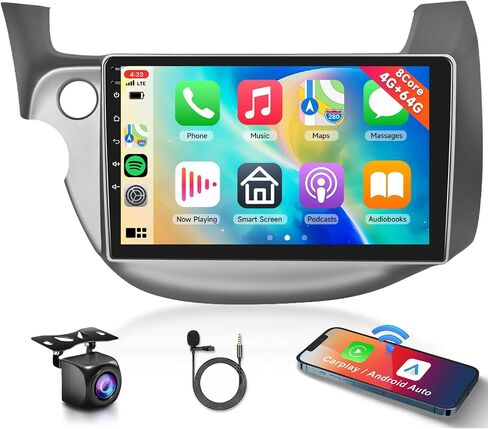 8-Core 4+64G Android Car Stereo for Honda Fit 2008-2013 with Wireless Carplay 10.1" Touchscreen Car Radio with GPS Navigation, WiFi, Android Auto, DSP, FM/RDS Radio, Bluetooth 5.0, Backup Camera in Saudi Arabia