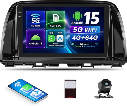[4G+64G] Android 15 Car Radio for Mazda CX5 2012 2013 2014 2015 with Wireless CarPlay Android Auto,9 inch Touchscreen Car Stereo with WiFi,GPS Navigation,Bluetooth,FM/RDS SWC EQ+Backup Camera in Saudi Arabia