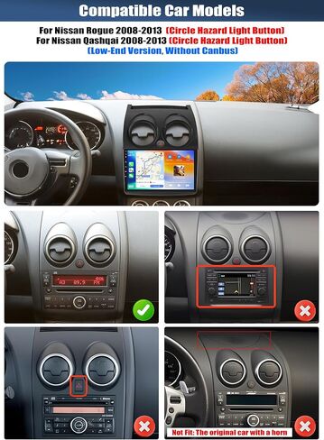 4G+64G Car Radio for Nissan Rogue 2008-2013 with Wireless CarPlay Android Auto, 9" 1280 * 720 Touchscreen Radio Android 15 Car Stereo Bluetooth 5.0 32EQ WiFi GPS RDS FM HD Backup Camera in Saudi Arabia