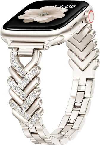 MOFREE Gold Apple Watch Band for Women 38mm 40mm 41mm 42mm Diamond Metal in Saudi Arabia
