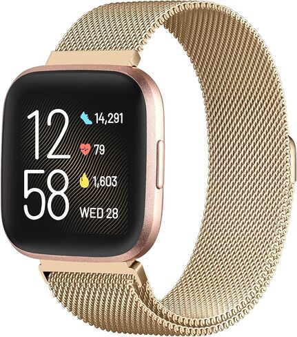 ZWGKKYGYH متوافق مع سوار Fitbit Versa 2 للنساء والرجال، إكسسوارات سوار شبكي معدني من الفولاذ المقاوم للصدأ مع قفل مغناطيسي لـ Fitbit Versa/Versa Lite SE... in Kuwait