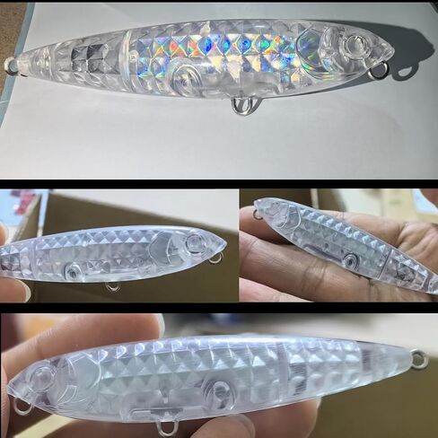 Blank Fishing Lures Kit Unpainted Jerkbaits Blank Lure Bodies Fishing Floating Laser Minnow with Holographic Insert Hard Lure Body 7.5cm/7g in Saudi Arabia