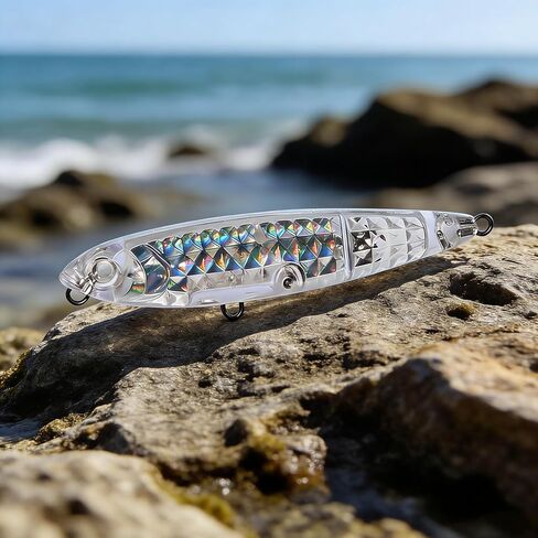 Blank Fishing Lures Kit Unpainted Jerkbaits Blank Lure Bodies Fishing Floating Laser Minnow with Holographic Insert Hard Lure Body 7.5cm/7g in Saudi Arabia