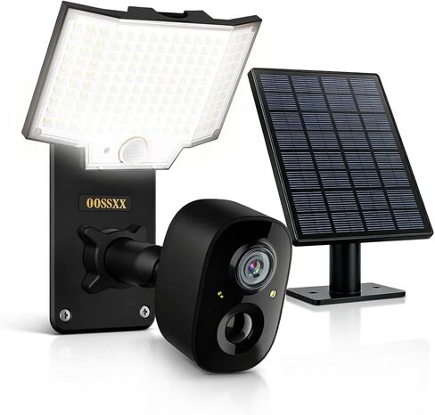 OOSSXX Solar Floodlight Security Camera Outdoor Wireless, 4MP HD 3-in-1 in Kuwait