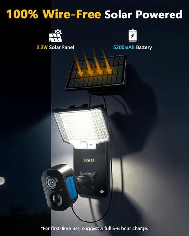 OOSSXX Solar Floodlight Security Camera Outdoor Wireless, 4MP HD 3-in-1 in Kuwait