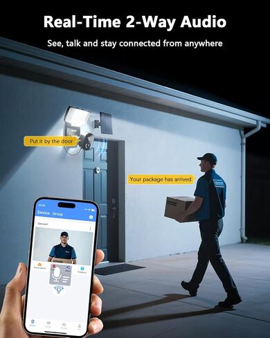 OOSSXX Solar Floodlight Security Camera Outdoor Wireless, 4MP HD 3-in-1 in Kuwait