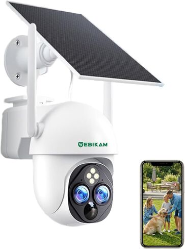 Solar Security Camera, 3MP Dual Lens, 2.4GHz WiFi, 360° PTZ in Kuwait