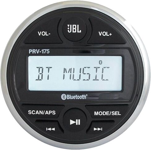 Gauge Style Bluetooth Marine AM/FM/WB Tuner Digital Media Stereo Receiver Bundle with Protective Boat Radio Cover, Wired Remote Control, 22" Wired Radio Reception Antenna in Kuwait