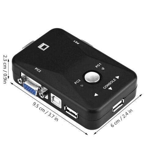 VGA Video Switch, 2 Ports, Manual Switch Box, USB 2.0 KVM Switch, Online Games, Supports ABS 3.7 x 4 x 0.9 Inch (Bite) in Saudi Arabia