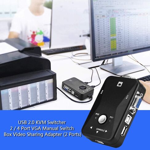VGA Video Switch, 2 Ports, Manual Switch Box, USB 2.0 KVM Switch, Online Games, Supports ABS 3.7 x 4 x 0.9 Inch (Bite) in Saudi Arabia