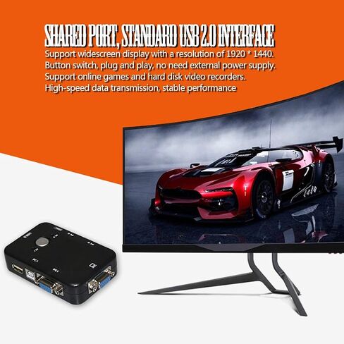 VGA Video Switch, 2 Ports, Manual Switch Box, USB 2.0 KVM Switch, Online Games, Supports ABS 3.7 x 4 x 0.9 Inch (Bite) in Saudi Arabia