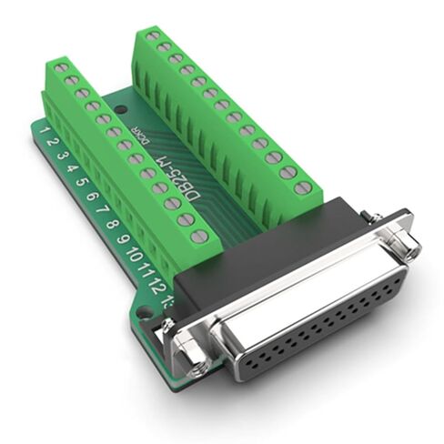 DB25 Male Breakout Board Connector - D-SUB 25 Pin Solder-Free Terminal Adapter, RS232 Serial Port to Wiring Module (Male/with Nut) in Kuwait
