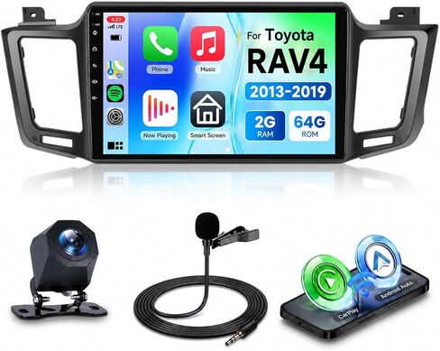 2G+64G Car Radio Stereo for Toyota RAV4 2013-2019 with Wireless CarPlay/Android Auto, Podofo 10.1 Inch 1280 * 720P IPS Touch Screen Android 13 GPS WiFi Bluetooth 32-Band DSP Rear Camera in Saudi Arabia