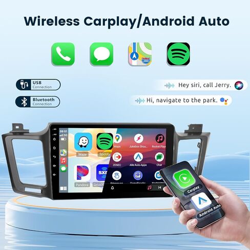 2G+64G Car Radio Stereo for Toyota RAV4 2013-2019 with Wireless CarPlay/Android Auto, Podofo 10.1 Inch 1280 * 720P IPS Touch Screen Android 13 GPS WiFi Bluetooth 32-Band DSP Rear Camera in Saudi Arabia