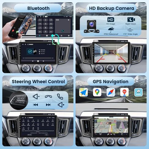 2G+64G Car Radio Stereo for Toyota RAV4 2013-2019 with Wireless CarPlay/Android Auto, Podofo 10.1 Inch 1280 * 720P IPS Touch Screen Android 13 GPS WiFi Bluetooth 32-Band DSP Rear Camera in Saudi Arabia