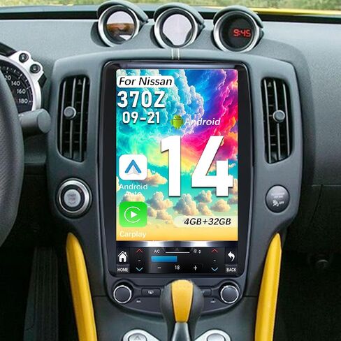 Upgrade Car Radio for Nissan 370Z 2009-2021 Car Radio Android 14 Stereo Replacement 13.8 inch Touch Screen 8core CPU Tesla Vertical Screen Style with Wireless Carplay & Android Auto (4GB+32GB) in Saudi Arabia