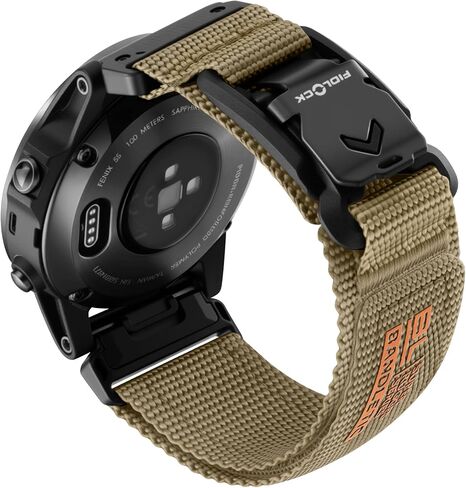 Bandletic متوافق مع أحزمة ساعة Garmin Instinct 2S، حزام من النايلون الناعم المتين مقاس 20 مم مع إبزيم مغناطيسي على شكل حرف V لـ Fenix ​​8 43mm/7S Pro/6S/5S Plus/Epix 2 Pro 42 مم، L-Khaki in Kuwait