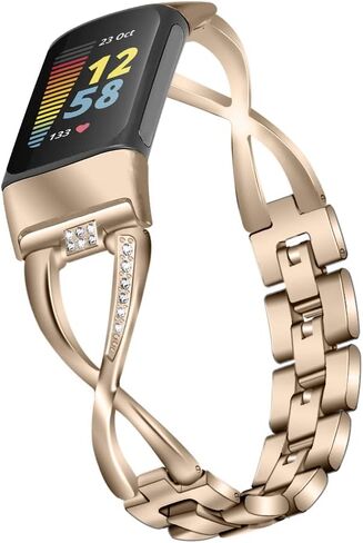 Fit for Fitbit Charge 6 Bands for Women Men, Dressy Metal Bling Replacement Band Straps Wristbands Bracelet for Fitbit Charge 6 Fitness Tracker in Saudi Arabia