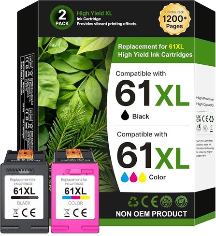 61XL Ink Cartridge Black/Color Replacement for HP Ink 61 for HP 61 Ink Cartridge Combo Pack Works with Envy 4500 5530 4501 4502 1000 1010 1050 1510 2050 2510 2540 2620 4630 Printer (2 Pack) in Kuwait