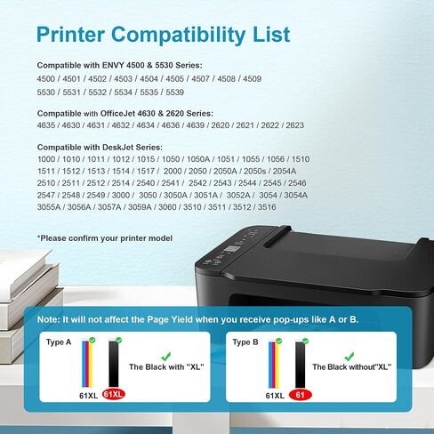 61XL Ink Cartridge Black/Color Replacement for HP Ink 61 for HP 61 Ink Cartridge Combo Pack Works with Envy 4500 5530 4501 4502 1000 1010 1050 1510 2050 2510 2540 2620 4630 Printer (2 Pack) in Kuwait