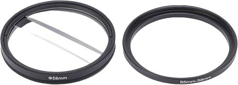 Tangxi 58mm Center Field Split Diopter Effect Filter, Double Half Moon Special Blur Effects Filters with 55MM-58MM Filter Adapter Ring, for SLR Cameras in Kuwait