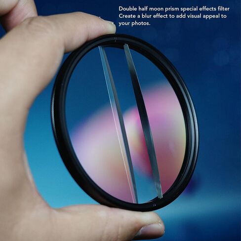 Tangxi 58mm Center Field Split Diopter Effect Filter, Double Half Moon Special Blur Effects Filters with 55MM-58MM Filter Adapter Ring, for SLR Cameras in Kuwait