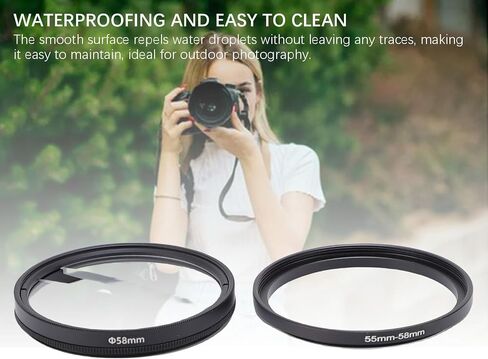 Tangxi 58mm Center Field Split Diopter Effect Filter, Double Half Moon Special Blur Effects Filters with 55MM-58MM Filter Adapter Ring, for SLR Cameras in Kuwait