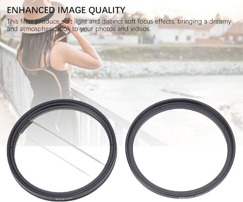 Tangxi 58mm Center Field Split Diopter Effect Filter, Double Half Moon Special Blur Effects Filters with 55MM-58MM Filter Adapter Ring, for SLR Cameras in Kuwait