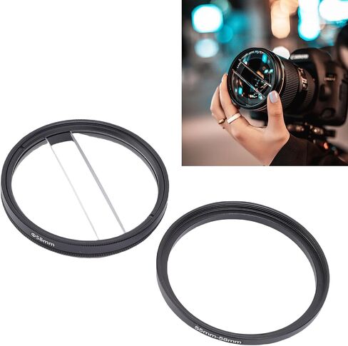 Tangxi 58mm Center Field Split Diopter Effect Filter, Double Half Moon Special Blur Effects Filters with 55MM-58MM Filter Adapter Ring, for SLR Cameras in Kuwait