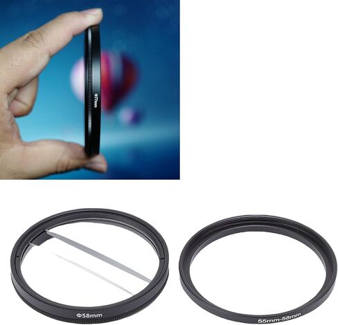 Tangxi 58mm Center Field Split Diopter Effect Filter, Double Half Moon Special Blur Effects Filters with 55MM-58MM Filter Adapter Ring, for SLR Cameras in Kuwait
