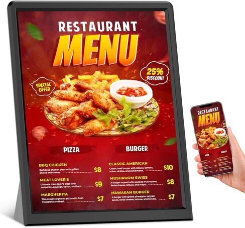 9.7 Inch Digital Signage Display Kiosk with 3000mAh Battery, Digital Menu Board, Wireless Screen Mirroring, Portable Touchscreen Advertising Display for Restaurant/Cafe/Bar/Hotel in Kuwait