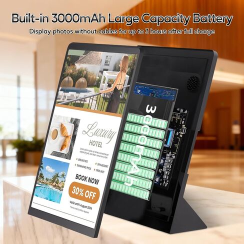 9.7 Inch Digital Signage Display Kiosk with 3000mAh Battery, Digital Menu Board, Wireless Screen Mirroring, Portable Touchscreen Advertising Display for Restaurant/Cafe/Bar/Hotel in Kuwait