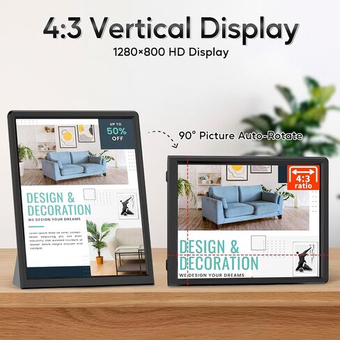9.7 Inch Digital Signage Display Kiosk with 3000mAh Battery, Digital Menu Board, Wireless Screen Mirroring, Portable Touchscreen Advertising Display for Restaurant/Cafe/Bar/Hotel in Kuwait