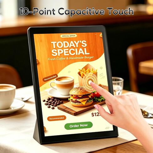 9.7 Inch Digital Signage Display Kiosk with 3000mAh Battery, Digital Menu Board, Wireless Screen Mirroring, Portable Touchscreen Advertising Display for Restaurant/Cafe/Bar/Hotel in Kuwait