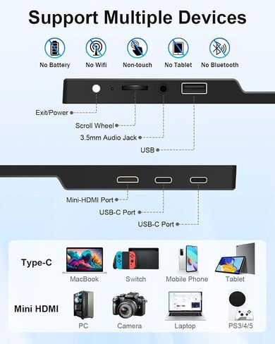 16 "شاشة محمولة OLED ، 3K 2880X1800 120Hz 0.1MS USB-C HDMI OLED MONTRY مع مديك رفيع للغاية 120 ٪ DCI-P3 مكبرات الصوت in Kuwait