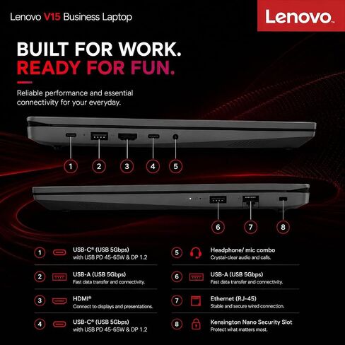 Lenovo 15.6" FHD Business Laptop, Intel Processor, 8GB RAM, 256GB SSD in Kuwait