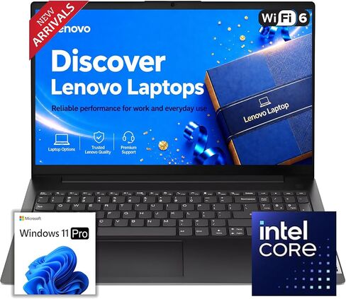 Lenovo New V15 Business Laptop 2026 Premium Edition, Intel Powerful Quad-Core Processor, 15.6" FHD Display, 16GB DDR5 Ram, 512GB PCIe, Ultra Slim Design, Wi-Fi 6, Long Battery Life, Windows 11 Pro in Kuwait