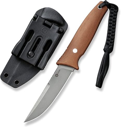 CIVIVI Tamashii Fixed Blade Knife, 4.07" D2 Blade Canvas Micarta Handle with A Kydex Sheath, T-clip, Paracord Lanyard for EDC Outdoor Carry Bob Terzuola Designed C19046-5 in Saudi Arabia
