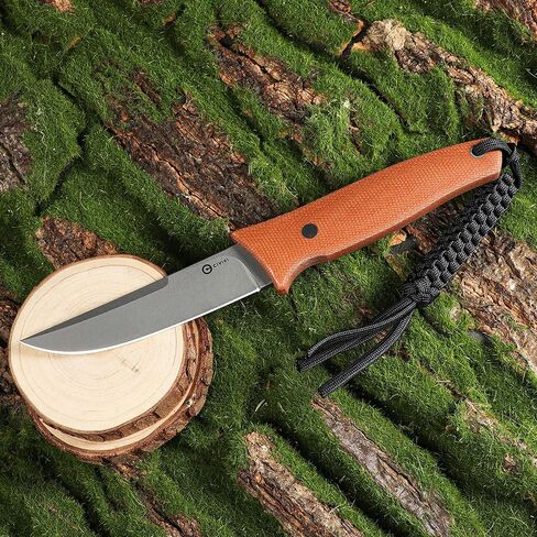 CIVIVI Tamashii Fixed Blade Knife, 4.07" D2 Blade Canvas Micarta Handle with A Kydex Sheath, T-clip, Paracord Lanyard for EDC Outdoor Carry Bob Terzuola Designed C19046-5 in Saudi Arabia