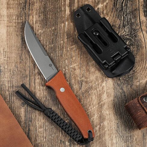 CIVIVI Tamashii Fixed Blade Knife, 4.07" D2 Blade Canvas Micarta Handle with A Kydex Sheath, T-clip, Paracord Lanyard for EDC Outdoor Carry Bob Terzuola Designed C19046-5 in Saudi Arabia