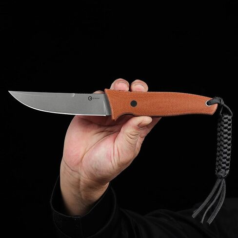 CIVIVI Tamashii Fixed Blade Knife, 4.07" D2 Blade Canvas Micarta Handle with A Kydex Sheath, T-clip, Paracord Lanyard for EDC Outdoor Carry Bob Terzuola Designed C19046-5 in Saudi Arabia