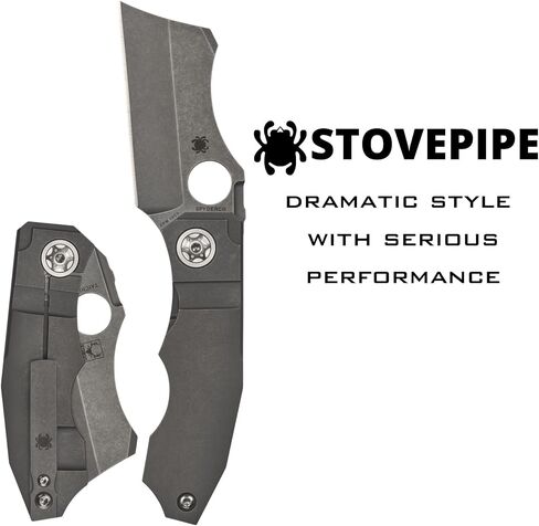 Spyderco Stovepipe Folding Pocket Knife with 2.7" CPM 20CV Steel Blade and Titanium Handle - EDC Knife for Men and Women, Perfect for Hunting, Tactical, Camping, Survival - PlainEdge - C260TIP in Kuwait