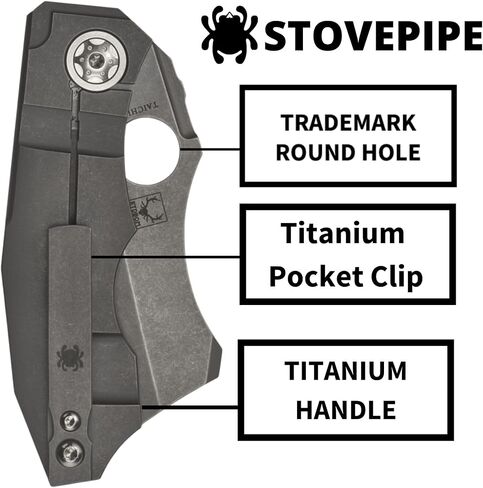 Spyderco Stovepipe Folding Pocket Knife with 2.7" CPM 20CV Steel Blade and Titanium Handle - EDC Knife for Men and Women, Perfect for Hunting, Tactical, Camping, Survival - PlainEdge - C260TIP in Kuwait