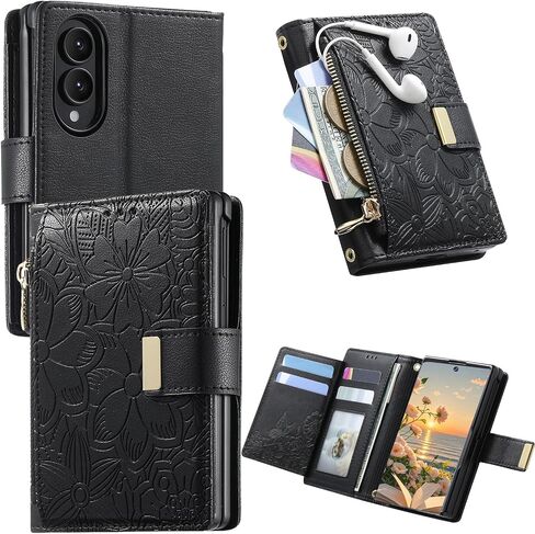 Ysnzaq for Samsung Galaxy Z Fold 8 Wallet Case with Card Holder HY Black in Saudi Arabia