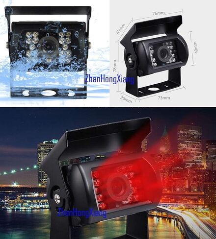 Vehicle Backup Camera 18led IR,Rear View Mirror Camera,Car Reversing Camera for RV Camper Truck Pickup Bus Waterproof Shockproof Night Vision+ 5m AV Viedo Cable 12V 24V (RCA connector, CMOS/CVBS REAR) in Kuwait