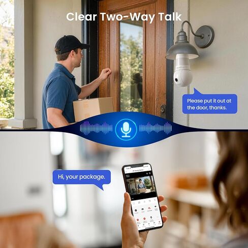 3MP 2K Light Bulb Security Camera, 2.4GHz & 5GHz WiFi Indoor Outdoor Camera with Full Color Night Vision, Motion Detection, Two-Way Audio, Compatible with Alexa, E26/E27 Socket in Saudi Arabia